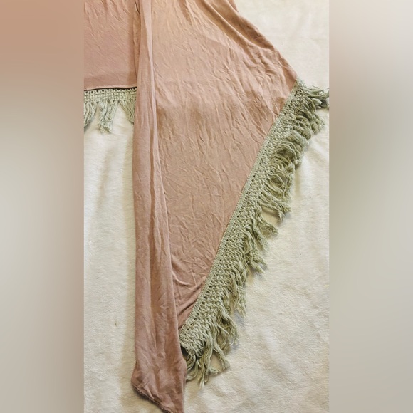 POL Light Brown Sleeveless Cardigan with Fringe GC Size M - Picture 3 of 11